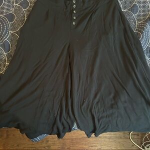 Anthropologie Black Wide-Leg Pants with Button Detail